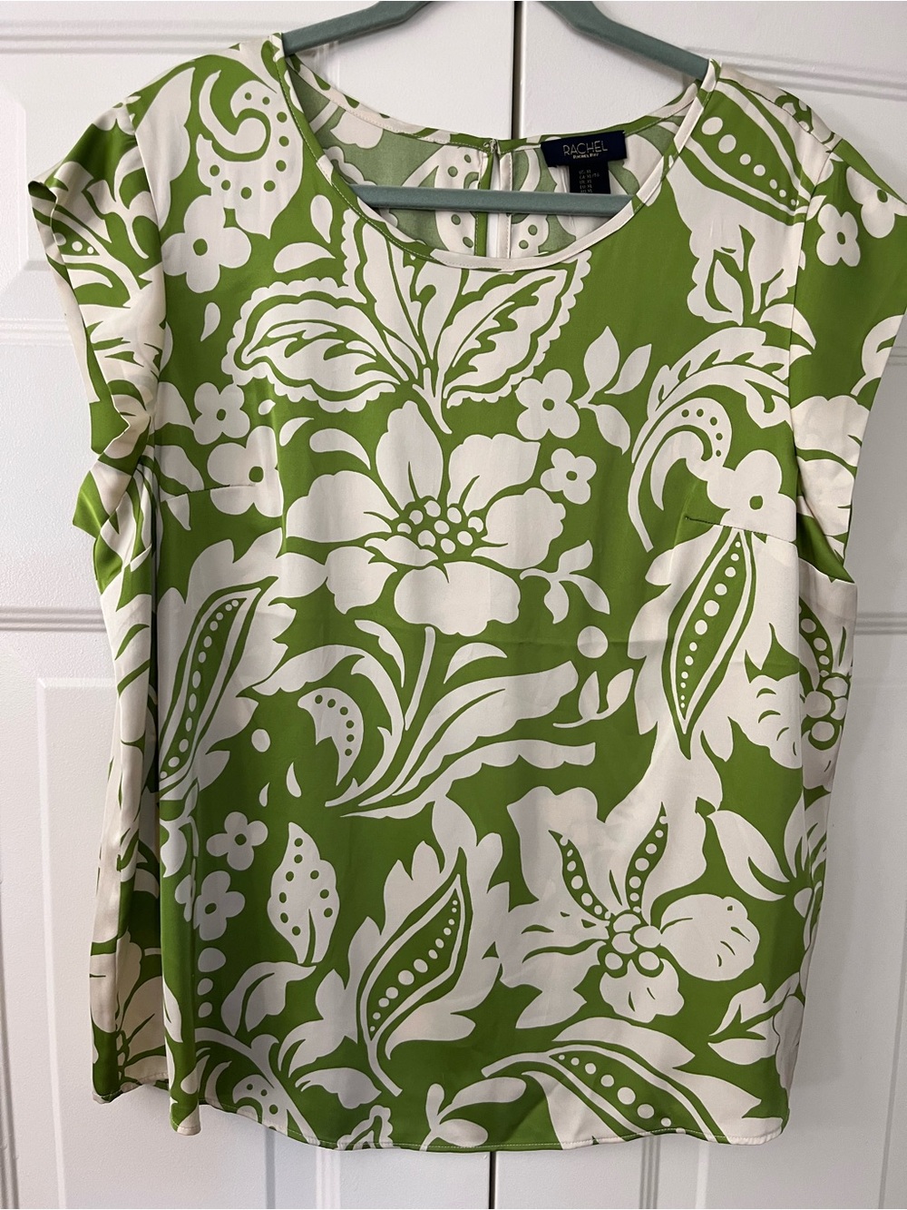 Rachel Roy XL Green Cream Blouse